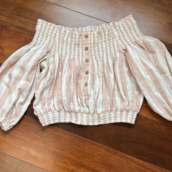 Vintage Havana Women’s Bohemian Cropped Top Linen Cotton Blend Drop Sleeve Sz sm - Picture 1 of 6